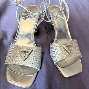 silver rhinestone heels